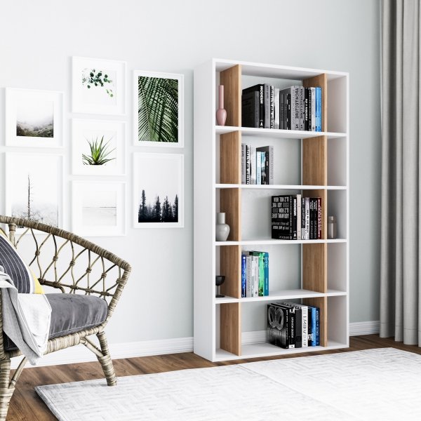 Bibliothèque Sanborn - Blanc/chêne Bibliothèque Sanborn - Blanc/chêne