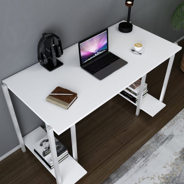 Bureau Academy 125,2 x 60 cm - Blanc Bureau Academy 125,2 x 60 cm - Blanc