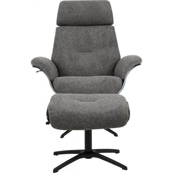 Falcon fåtölj med fotpall - Mörkgrå/svart Falcon fåtölj med fotpall - Mörkgrå/svart