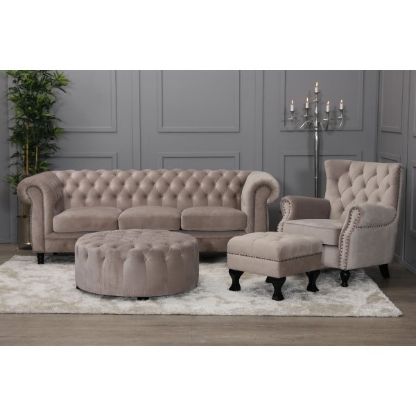 Löddeköpinge fåtölj - Gråbeige sammet Löddeköpinge fåtölj - Gråbeige sammet