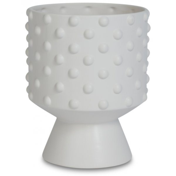 Kruka Bubbel med fot H18 cm - Vit
