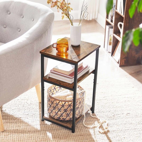 Evy bijzettafel 34 x 30 cm - Bruin/zwart