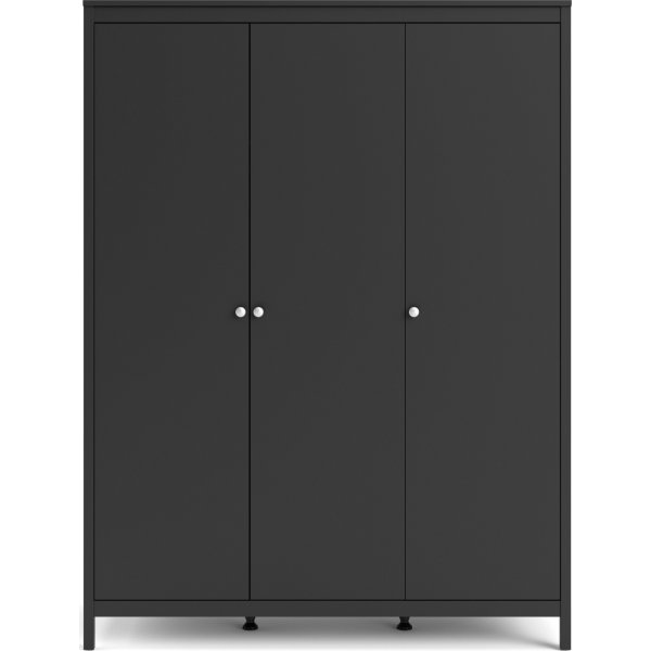 Madrid garderob med 3 dörrar - Svart Madrid garderob med 3 dörrar - Svart
