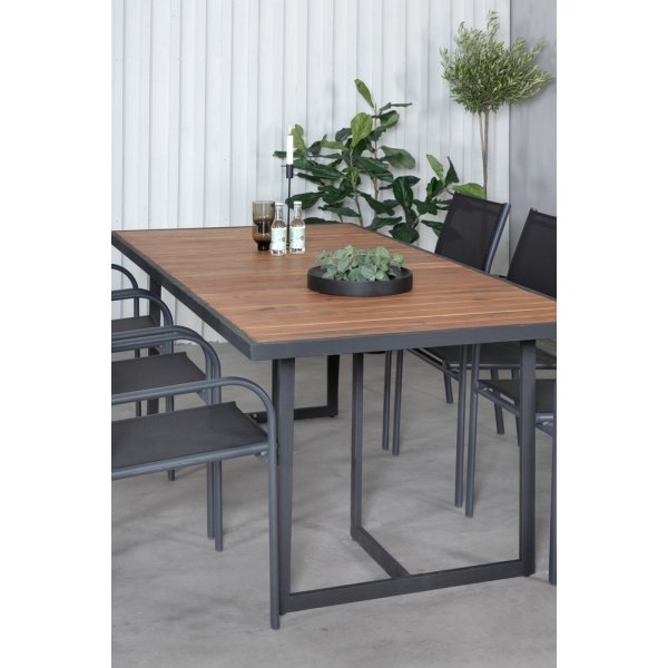 Khung utematgrupp med 6 st Santorini stolar - Svart/Natur Khung utematgrupp med 6 st Santorini stolar - Svart/Natur