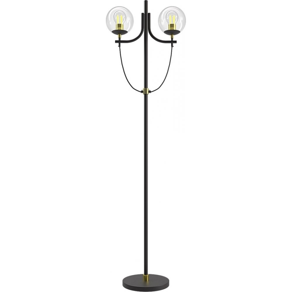 Glaslykta golvlampa - Mässing / Klarglas / Svart - Golvlampor