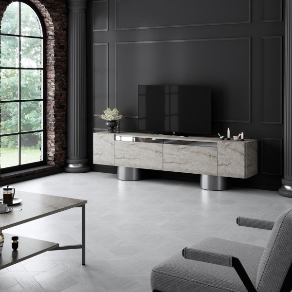 Bohem TV-bänk - Travertin/silver Bohem TV-bänk - Travertin/silver