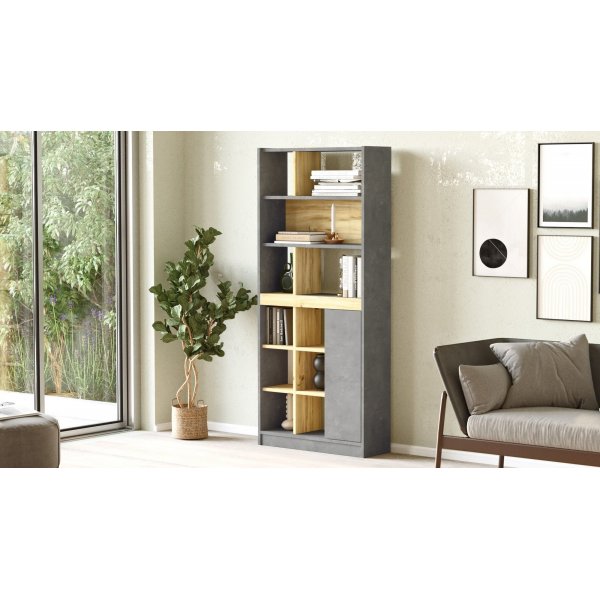 Luvio bokhylla 20 - Ek/silver Luvio bokhylla 20 - Ek/silver