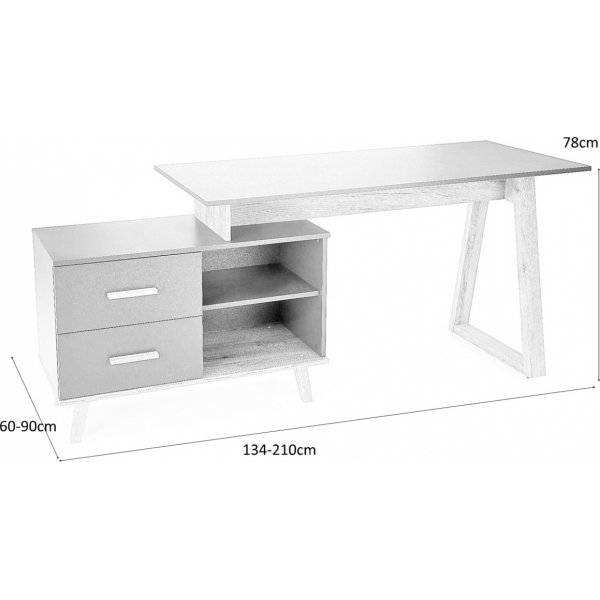 Bureau Sergio 134-210 x 60-90 cm - Anthracite/chêne wotan Bureau Sergio 134-210 x 60-90 cm - Anthracite/chêne wotan