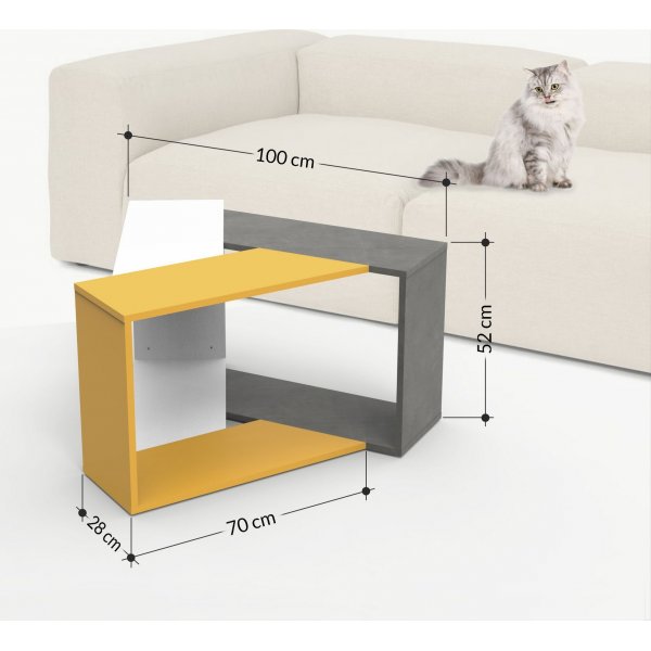 Trine soffbord 100 x 98 cm - Vit/grå/senapsgul Trine soffbord 100 x 98 cm - Vit/grå/senapsgul