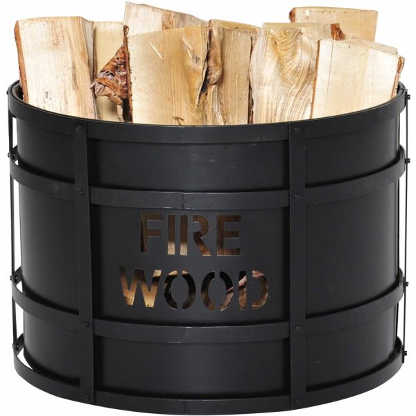 Mandje van essenhout in metaal - Zwart