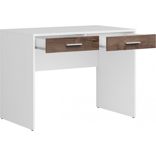 Bureau Nepo Plus avec 2 tiroirs 100 x 59 cm - Blanc/chêne foncé Bureau Nepo Plus avec 2 tiroirs 100 x 59 cm - Blanc/chêne foncé