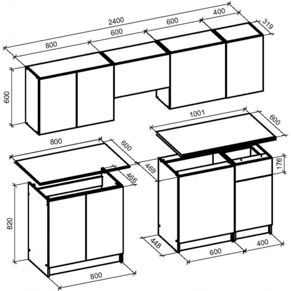 Ksenia complete keuken 240 cm - Licht walnoot/pistache/antraciet/grijs Ksenia complete keuken 240 cm - Licht walnoot/pistache/antraciet/grijs
