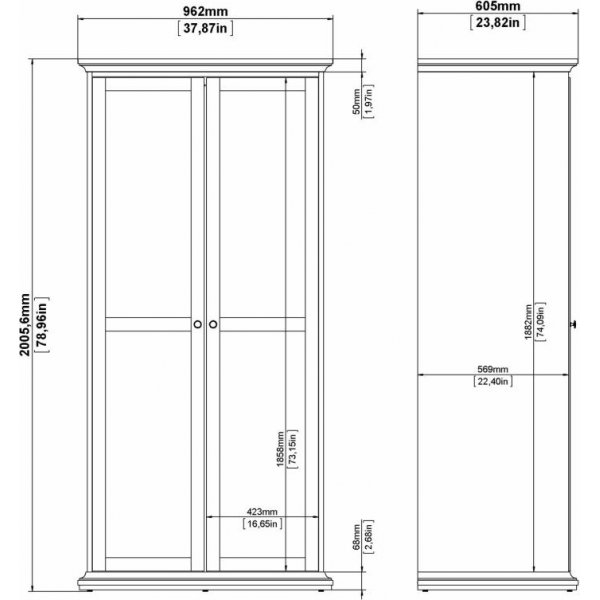 Armoire Paris à 2 portes - Blanc Armoire Paris à 2 portes - Blanc