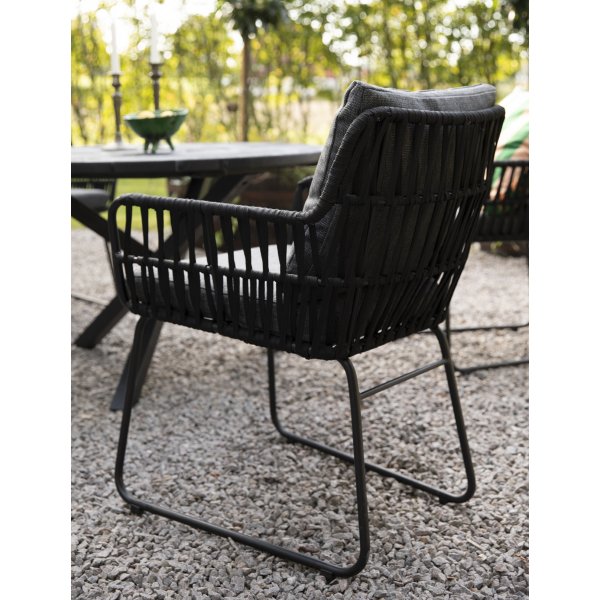 Chaise d\\\'extérieur avec corde et coussins gris Chaise d\\\'extérieur avec corde et coussins gris