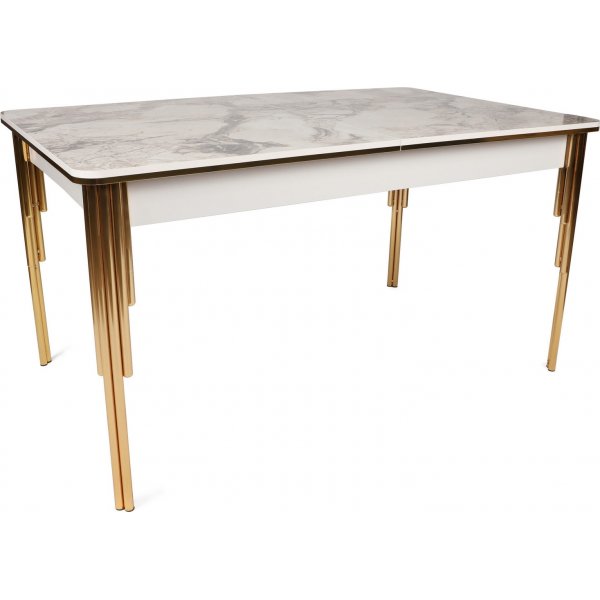 Table à manger Dalmar 147-182 cm - Or/blanc Table à manger Dalmar 147-182 cm - Or/blanc