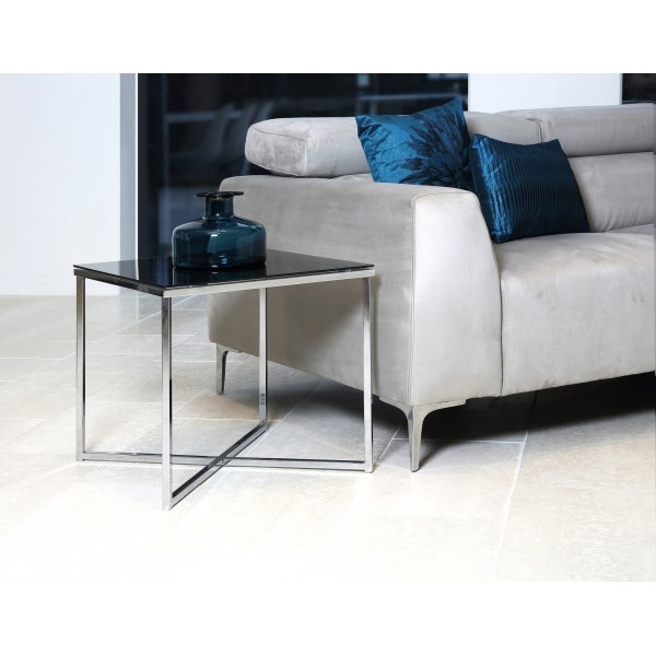 Cross sidobord 50 cm - Krom/svart Cross sidobord 50 cm - Krom/svart