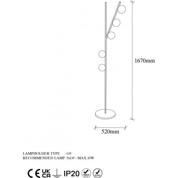 Lampadaire Domino 11041 - Noir/blanc Lampadaire Domino 11041 - Noir/blanc