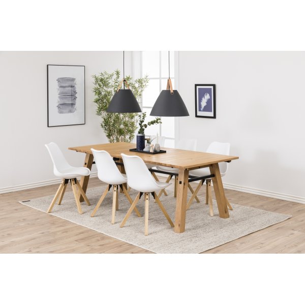 Chaise de salle à manger Dima - PU blanc/hévéa Chaise de salle à manger Dima - PU blanc/hévéa