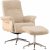 Hagn fauteuil fauteuil met voetenbank - Beige schapenvacht imitatie/geolied eiken + Textielreiniging voor meubels