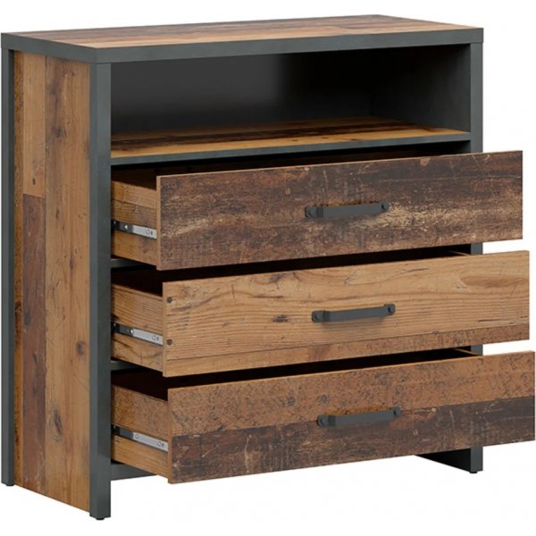 Commode Weston 90 cm - Pin vintage/gris Commode Weston 90 cm - Pin vintage/gris