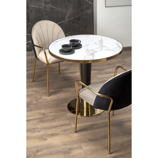 Morata matbord Ø79 cm - Vit marmor/svart/guld Morata matbord Ø79 cm - Vit marmor/svart/guld