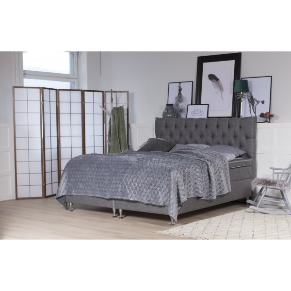 Ebony gr kontinentalsng - 5-zons dubbelsng med snggavel + Textilrengring fr mbler