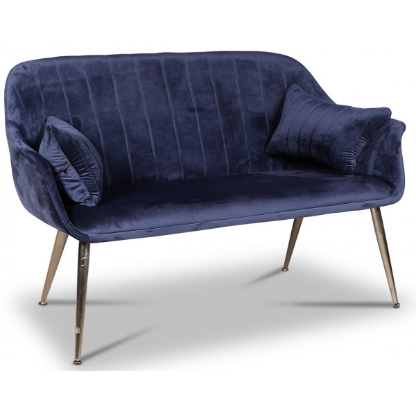Flappy 2-sits soffa - Mörkblå sammet / Kromade ben Flappy 2-sits soffa - Mörkblå sammet / Kromade ben