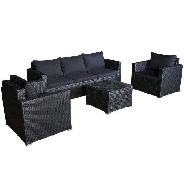 Loungegrupp Huvudskr i svart konstrotting