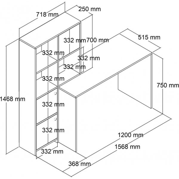 Bureau Silence 156,8 x 51,5 cm, gauche - Blanc Bureau Silence 156,8 x 51,5 cm, gauche - Blanc