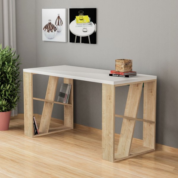 Honing bureau 140x60 cm - Wit/eiken