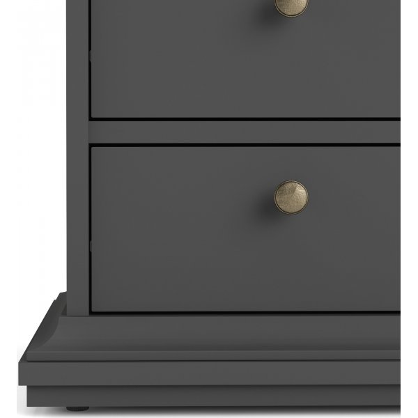 Paris smal nachtkastje met 2 lades en 1 open vak - Grijs