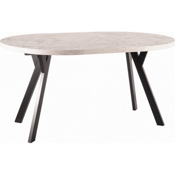 Medan frlngningsbart runt matbord 100x168 x 100 cm - Vit marmor laminat