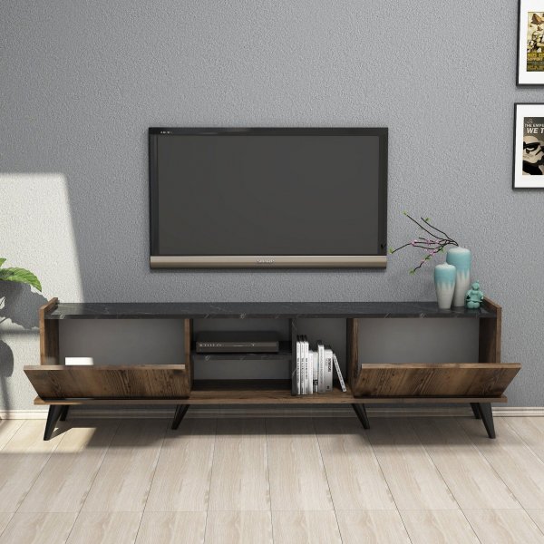 Elegant TV-bnk - Valnt/svart