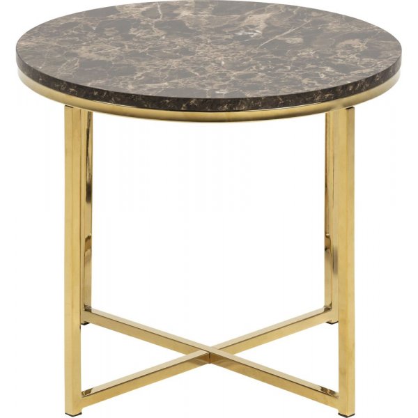 Alisma sidobord Ø50 cm - Brun marmor/guld Alisma sidobord Ø50 cm - Brun marmor/guld