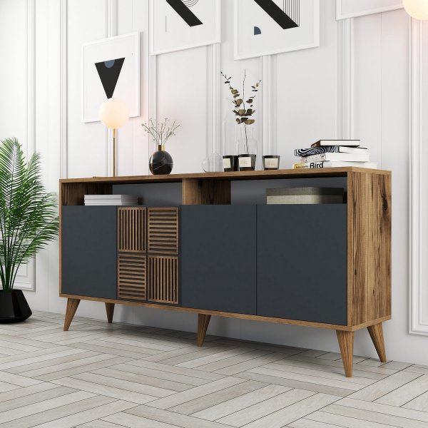 Buffet Milan 160 cm - Noyer/anthracite Buffet Milan 160 cm - Noyer/anthracite