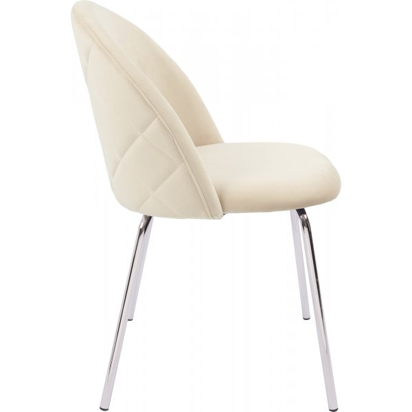 Stol beige sammet med kromade ben - Plaza Stol beige sammet med kromade ben - Plaza