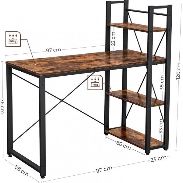 Bureau Samson 120 x 56 cm - Marron/noir