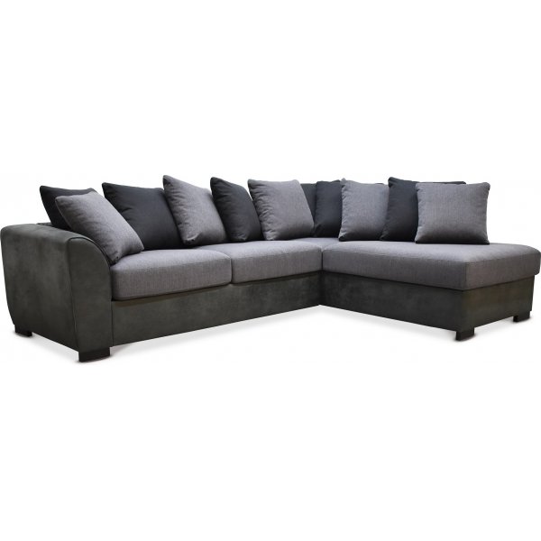 Delux soffa med ppet avslut hger - Gr/Antracit/Vintage