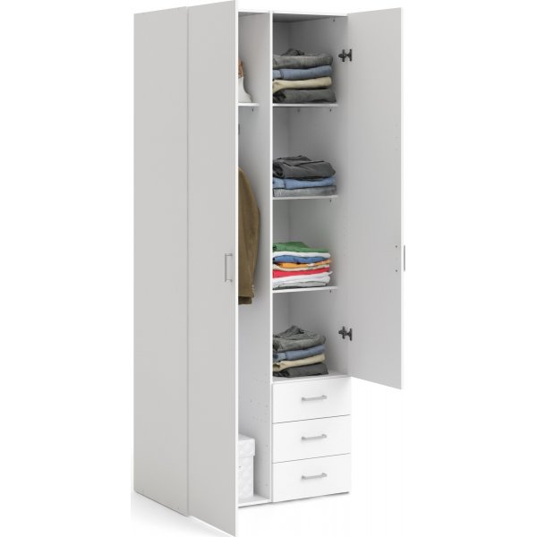 Armoire Space 2 portes et 3 tiroirs - Blanc Armoire Space 2 portes et 3 tiroirs - Blanc