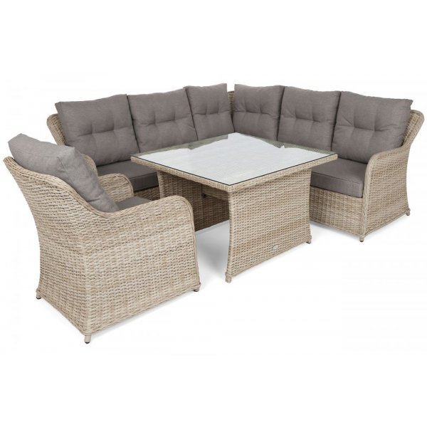 Hörnsoffa Bergamo med fåtölj & bord - Beige/beige melerad Hörnsoffa Bergamo med fåtölj & bord - Beige/beige melerad