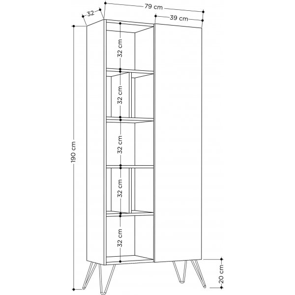 Bibliothque Jedda - Chne/anthracite
