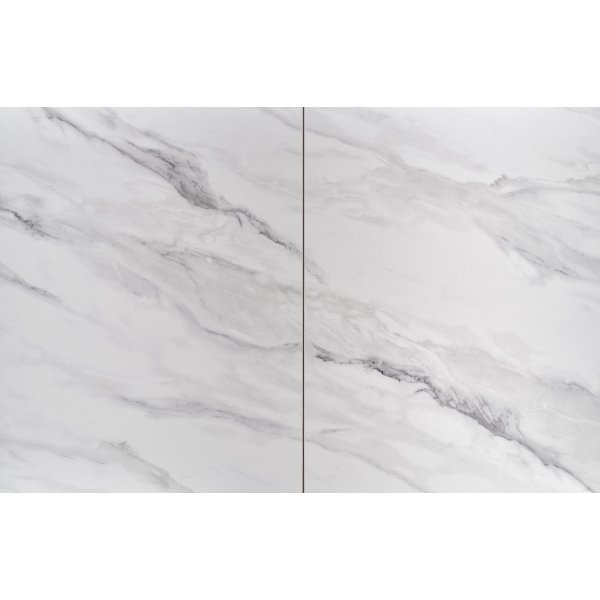 Table à manger Dancan 160-220 x 90 cm - Marbre blanc/gris Table à manger Dancan 160-220 x 90 cm - Marbre blanc/gris