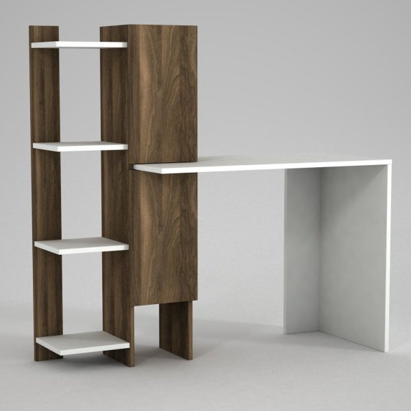 Gina bureau 90x45 cm - Wit/walnoot Gina bureau 90x45 cm - Wit/walnoot