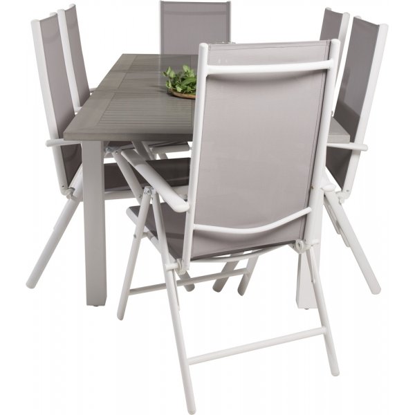 Albany utematgrupp med 6 st Break stolar - Grå/Vit Albany utematgrupp med 6 st Break stolar - Grå/Vit