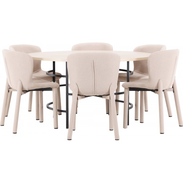 Matbord Copenhagen med 6 st Astoria stolar - Beige/svart/whitewash Matbord Copenhagen med 6 st Astoria stolar - Beige/svart/whitewash