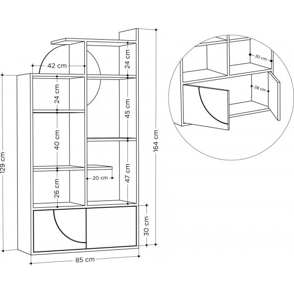 Half bokhylla - Antracit/ek Half bokhylla - Antracit/ek