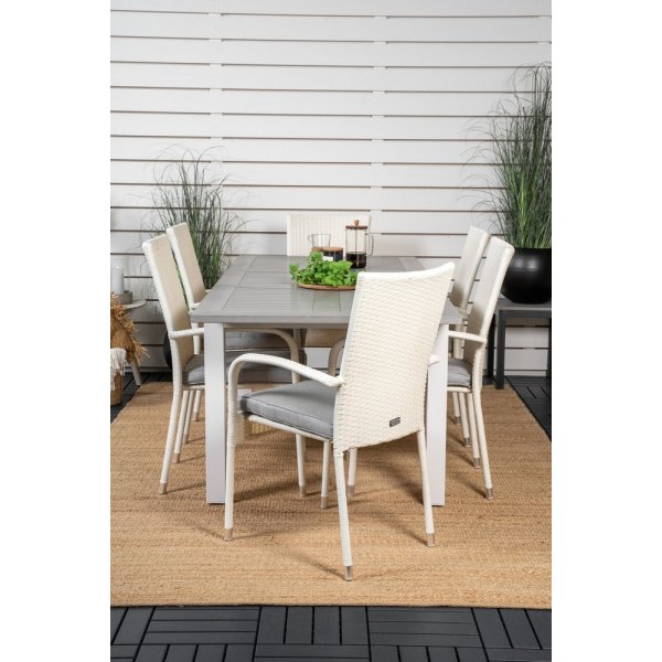 Albany utematgrupp med 6 st Anna stolar - Vit/Gr