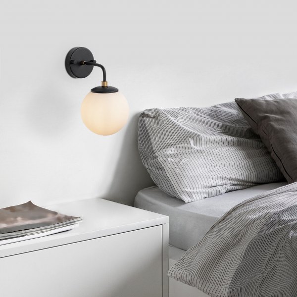 Hoorn wandlamp 12217 - Zwart/wit