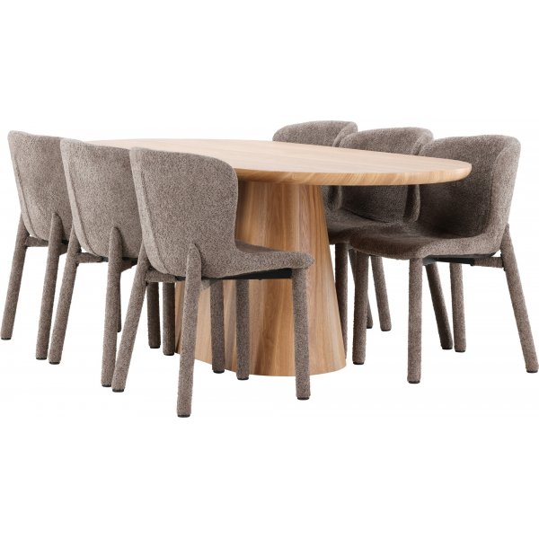 Matbord Stjärnö med 6 st Astoria stolar - Brun + 4.00 x Möbeltassar Matbord Stjärnö med 6 st Astoria stolar - Brun + 4.00 x Möbeltassar
