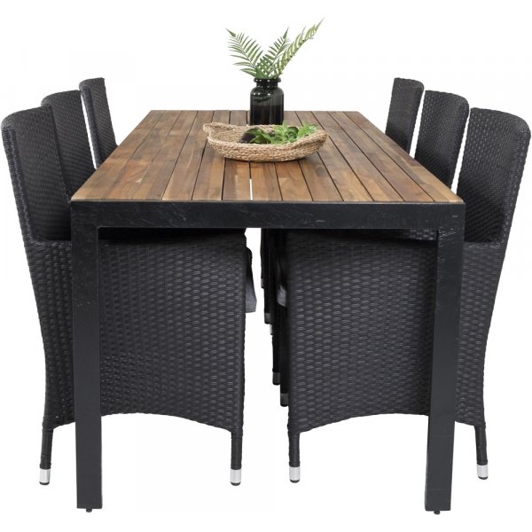 Bois utematgrupp med 6 st Malin stolar - Svart/Gr/Natur